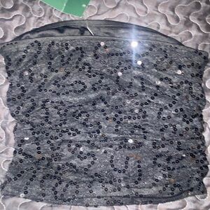 Black Sequin Embellished Tube Top